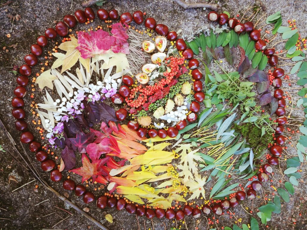 land art mandala multicolore